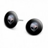 Alien Head in Space Novelty Silver Plated Stud Earrings - CY1865NDO6Y