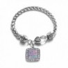 I'd Rather Be Quilting Classic Braided Classic Silver Plated Square Crystal Charm Bracelet - CP11XMU68DP
