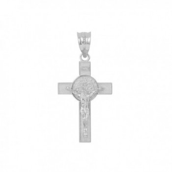 925 Sterling Silver St. Benedict Crucifix Cross Charm Pendant (1.10") - CH182SCW3YS