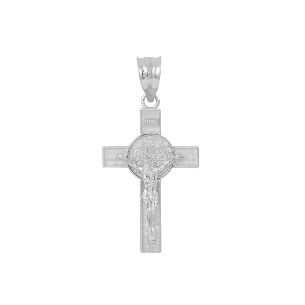 925 Sterling Silver St. Benedict Crucifix Cross Charm Pendant (1.10") - CH182SCW3YS