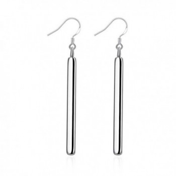 A&J.Stylish Silver Plated Long Rectangle Bar Hooked Earrings Elegant Drop Earrings - CJ185EE5C97