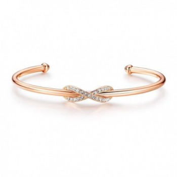 MYJS Infinity Cuff Bangle Bracelet Rose Gold Plated with Swarovski Crystals for Women - CJ12MRRQVJ9