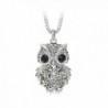 Glamorousky Owl Pendant with Black Crystal and 72cm Necklace (7361) - C311I24G98P