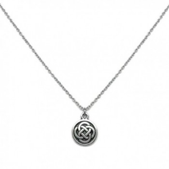 Small Pewter Celtic Knot Charm Necklace Stainless Steel Chain (16 - 24 Inch) - CB182SQMMHM