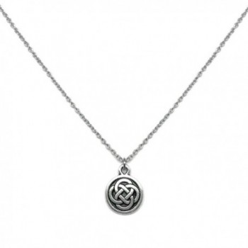Small Pewter Celtic Knot Charm Necklace Stainless Steel Chain (16 - 24 Inch) - CB182SQMMHM