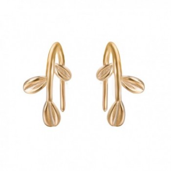 S.Leaf Leaf Earrings Sterling Silver Leaf Hook Earrings Leaf Ear Clip - C31827E89YW