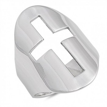 Large Wide Cutout Cross Christian Ring New .925 Sterling Silver Band Sizes 6-12 - CW12G76EA61