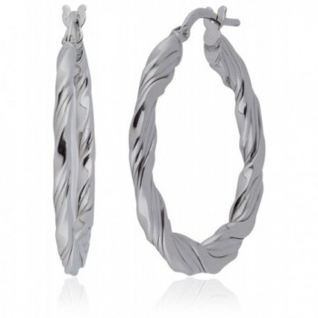 Silverluxe Women's Sterling Silver Large "Flat" Twist Hoop Earring 1 1/4" Made In Italy - C912OCEZDUG