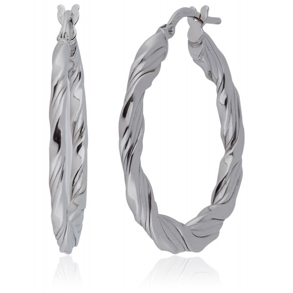 Silverluxe Women's Sterling Silver Large "Flat" Twist Hoop Earring 1 1/4" Made In Italy - C912OCEZDUG