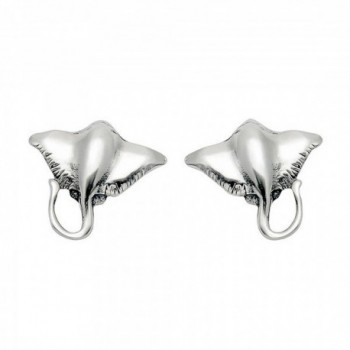 Sterling Silver Stingray Stud Earrings - C911PME7OR3