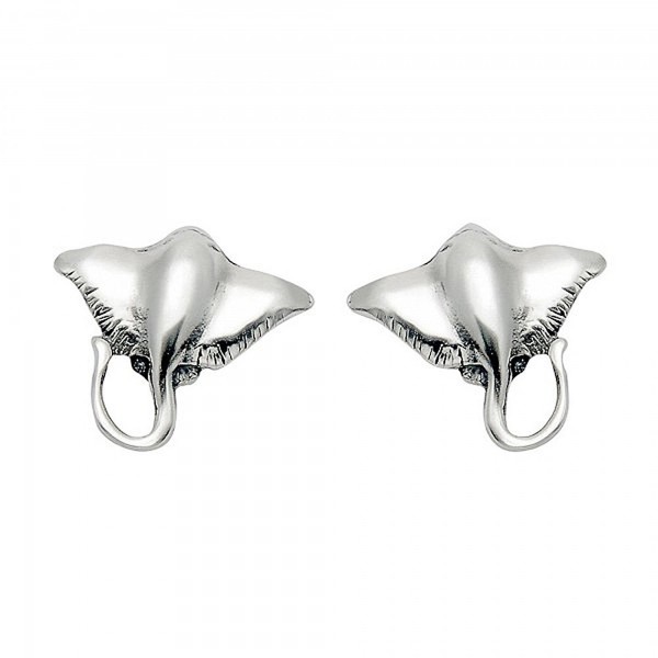 Sterling Silver Stingray Stud Earrings - C911PME7OR3