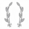 Ear Crawler Earrings Hypoallergenic Ear Climber Wrap Earrings CZ Small Leaf - silver - C7186ZIAXQT