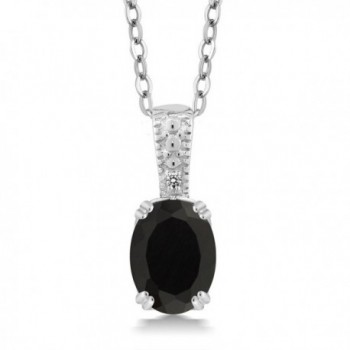 Black Onyx & White Diamond 925 Sterling Silver Pendant (1.26 cttw- with 18" Chain) - CR12O3JG0RQ