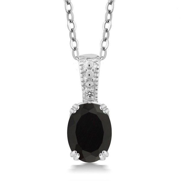 Black Onyx & White Diamond 925 Sterling Silver Pendant (1.26 cttw- with 18" Chain) - CR12O3JG0RQ