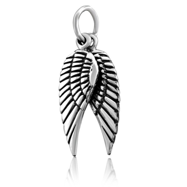 WithLoveSilver Sterling Silver 925 2 Pieces Oxidized Angel Wings Pendant - CQ11IBM68T3