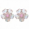 CiNily Created White Fire Opal Pink Topaz Zircon Rhodium Plated for Women Jewelry Gemstone Stud Earrings 15mm - CV1839D6CD3