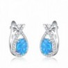 Mozume Tear Style Infinity Black Opal Clip-on Earrings Pierced 925 Sterling Silver Christmas Gift - CQ188UU7KGY