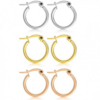 MOWOM Silver 15 50mm Stainless Earrings - 15mm x 3 Pairs ( all color ) - CT12K0EOZYJ