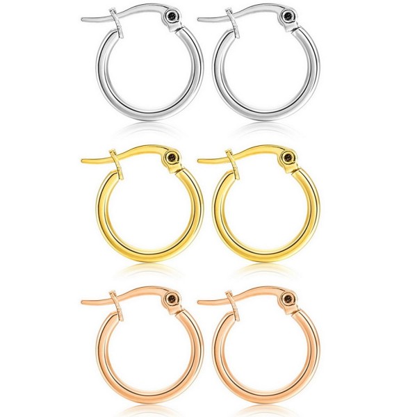 MOWOM Silver 15 50mm Stainless Earrings - 15mm x 3 Pairs ( all color ) - CT12K0EOZYJ