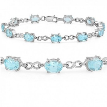 10ct Sky Blue Topaz Infinty Link Tennis Bracelet set in Sterling Silver 7 1/2 inch - CN11G4GK0O7