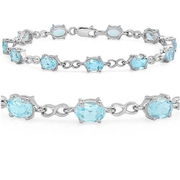 10ct Sky Blue Topaz Infinty Link Tennis Bracelet set in Sterling Silver 7 1/2 inch - CN11G4GK0O7