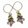925 Sterling Silver Plated Jewelry- Real PERIDOT & AMETHYST Vintage Style Earrings Factory Direct - CT184UITN7K