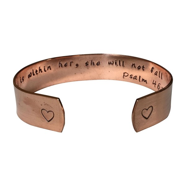 God Is Within Her- She Will Not Fall. Psalm 46:5 Hand Stamped 1/2" Copper Cuff Bracelet - C512N0C4FMN