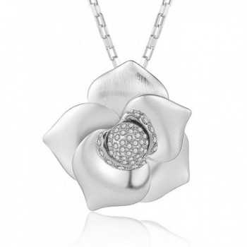 XZP Flower Pendant Necklaces Women's White Gold Plated Necklace with Swarovski Crystal Jewelry - CV180KYE6E0