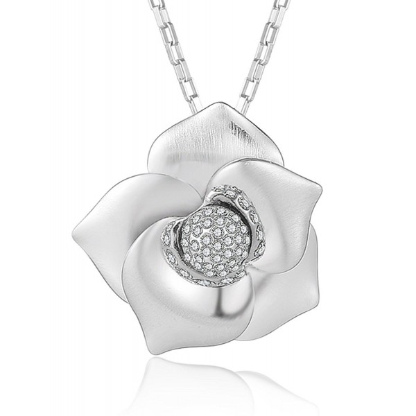 XZP Flower Pendant Necklaces Women's White Gold Plated Necklace with Swarovski Crystal Jewelry - CV180KYE6E0