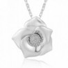 XZP Flower Pendant Necklaces Women's White Gold Plated Necklace with Swarovski Crystal Jewelry - CV180KYE6E0