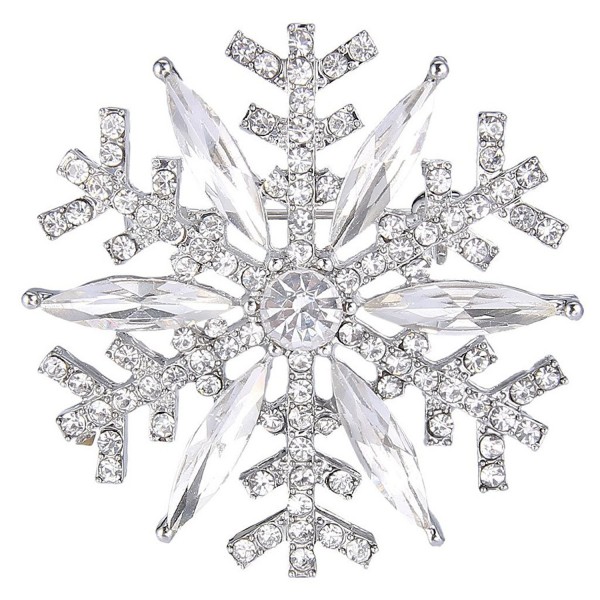 EVER FAITH Austrian Crystal Winter Art Deco Snowflake Flower Brooch Pin - Silver-Tone - C0127ABYF4T