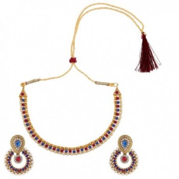 Rani pink blue polki earring necklace jewelry Indian setBANE0332RB - C712C2JETFZ