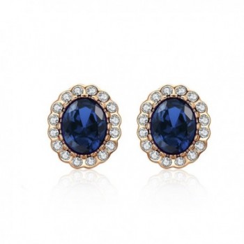 Signore-Signori Oval Dark Blue Earrings Made With Swarovski Elements Crystal 18k Rose Gold Plated - CX11LKLEXJT