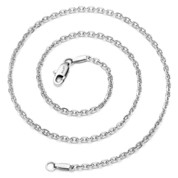 AmyRT Jewelry 3mm Titanium Steel Cable Chain Silver Necklaces for Women 18"- 30" - CL12N00IWAB