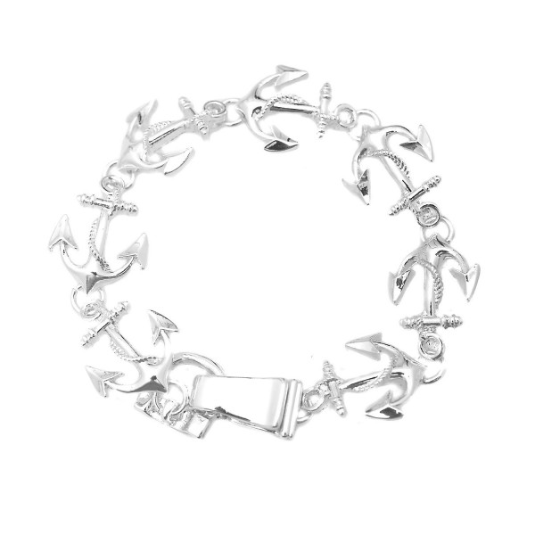 Silver Plated Nautical Starfish or Anchor Bracelet with Magnetic Closure - CY11LVYI46X