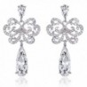 EVER FAITH Bridal Silver-Tone Lace Flower Teardrop Dangle Earrings Austrian Crystal Clear Zircon - CU11FD8F3TJ