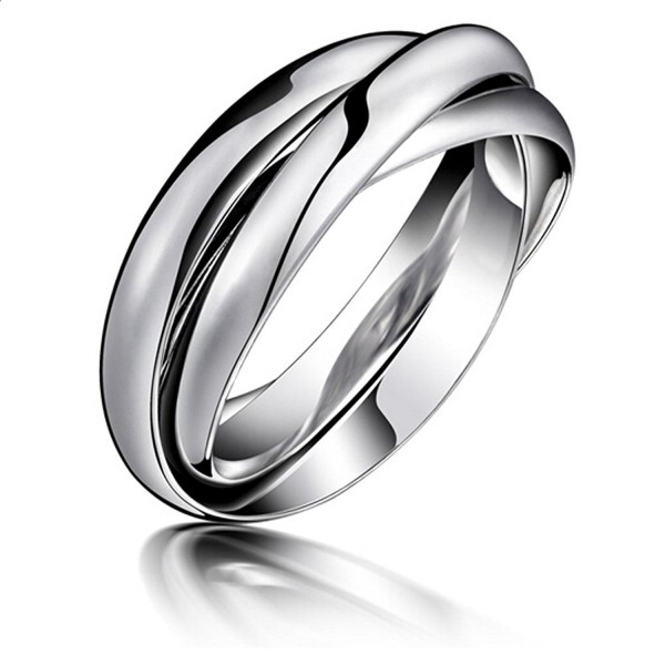 Navifoce Stainless Steel Triple Plain Silver Band Rings Interlocked Rings Three in One - CS122IMK2GV