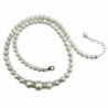 Simulated White Pearl Necklace Made with Swarovski Crystal Elements. Sterling Silver Clasp and Extension - C311U4Z044Z