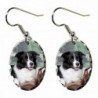 Canine Designs Border Collie Scalloped Edge Oval Earrings - C511751YSED