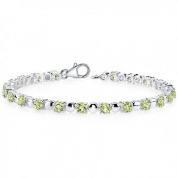 Peridot Bracelet Sterling Silver Rhodium Nickel Finish 6.25 Carats Round Shape - CI1141DV2PV