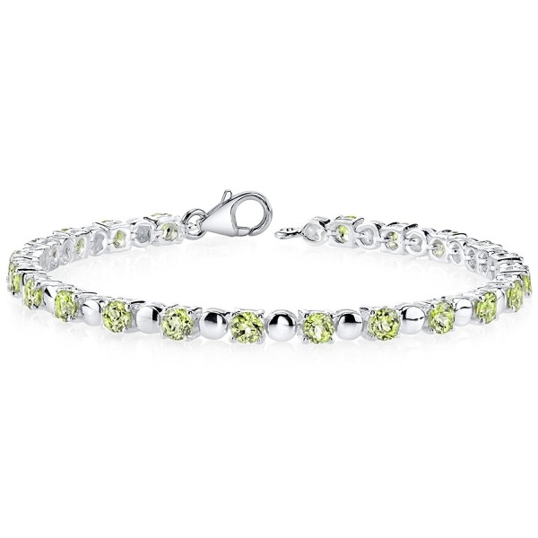 Peridot Bracelet Sterling Silver Rhodium Nickel Finish 6.25 Carats Round Shape - CI1141DV2PV