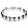 Fate Love Exquisite Sapphire/Black Onyx Square Cubic Zirconia Tennis Bracelet White Gold Plated - Black - C81243KTK6J