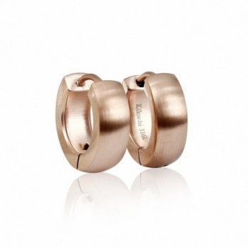 Bonnie Women's Rose Gold Stainless Steel Huggie Hoop Earrings 15mm - Silk Surface - CH11SA2DY9F