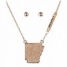 Women's Druzy Arkansas State Pendant Necklace and Ball Earrings Set - Rose Gold-Tone - C0186HZQGOK