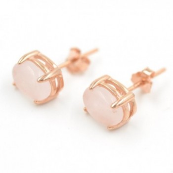Rose Quartz Stud Earrings in Sterling Silver and 14K Rose Gold Plated - C712GHYVZIZ