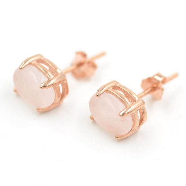 Rose Quartz Stud Earrings in Sterling Silver and 14K Rose Gold Plated - C712GHYVZIZ