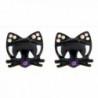 DaisyJewel Halloween Good Fortune Black Cat Stud Earrings - CW11DD4P4RB