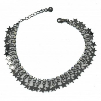 Oxidize Finish Dangling Rhinestone Bracelet