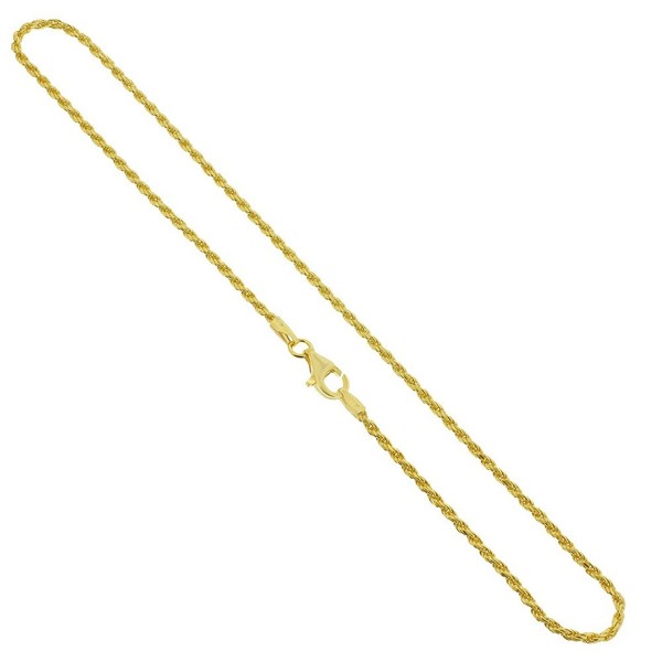 Gem Avenue 14k Gold over Sterling Silver Vermeil 1.5mm Rope Chain Ankle Bracelet (9" - 11" Available) - C711482PNR3