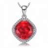 JewelryPalace Cushion 6.8ct Created Red Ruby Halo Pendant Necklace 925 Sterling Silver 18 Inches - CT12GOONW9D
